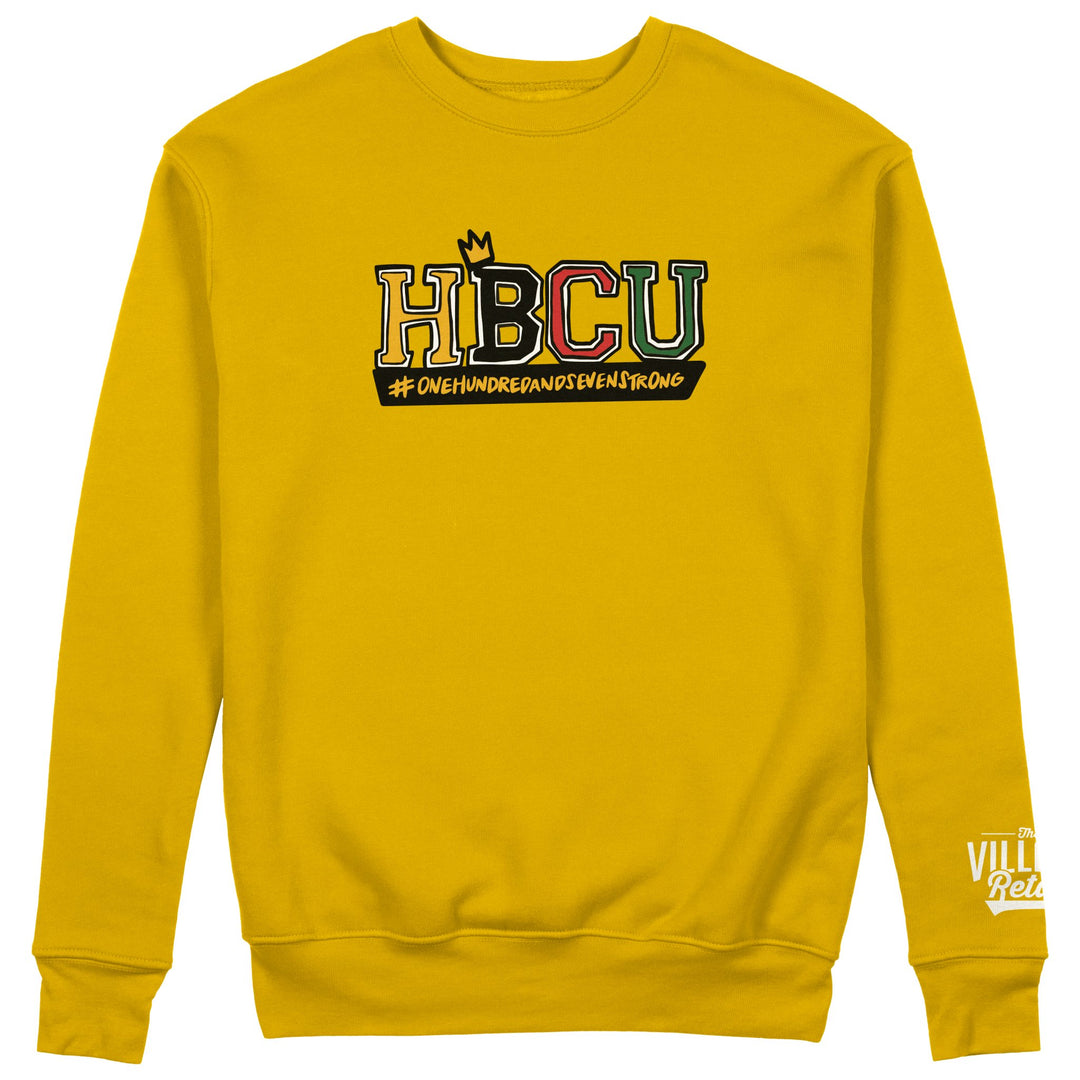 HBCU "107 Strong" Embroidered Crewneck - Gold - Front