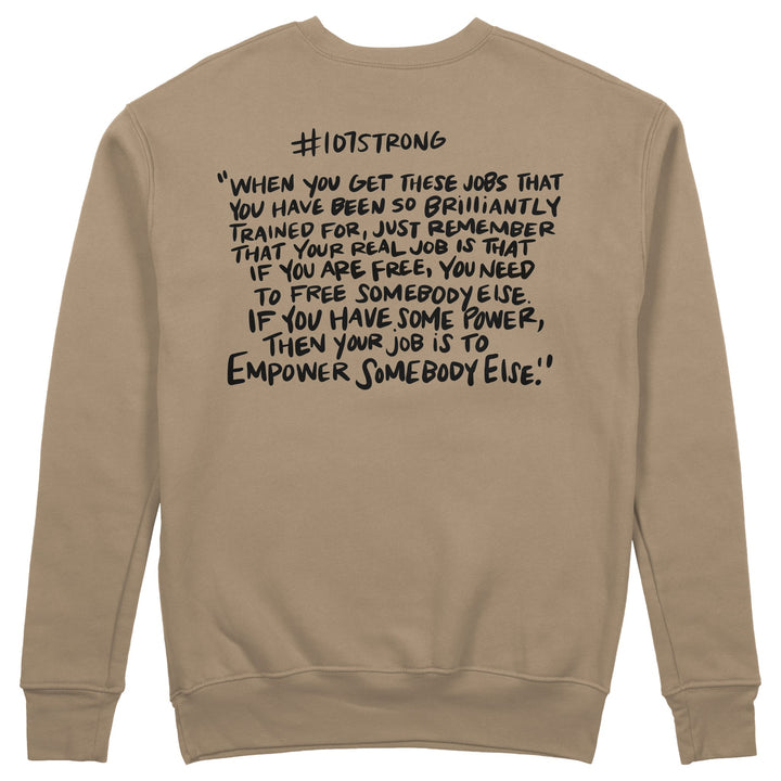 HBCU "107 Strong" Embroidered Crewneck - Nude - Back