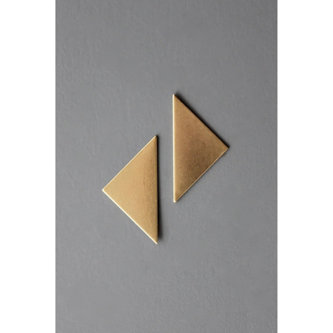 Small triangle brass post earrings - The Village Retail