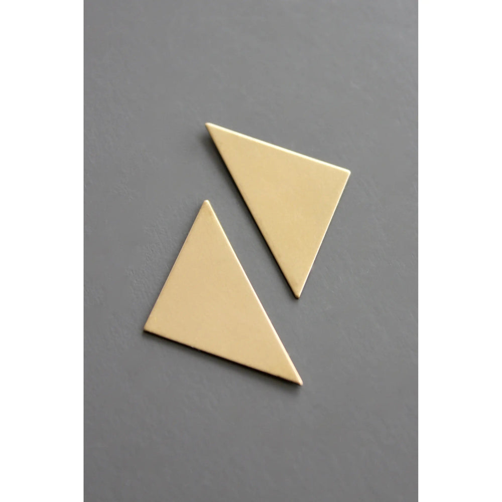 Small triangle brass post earrings - The Village Retail
