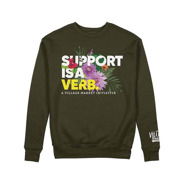 Support Is A Verb Floral Crewneck - The Village Retail
